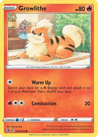 Growlithe 032/264 - SWSH08 Fusion Strike Reverse Holofoil - Common
