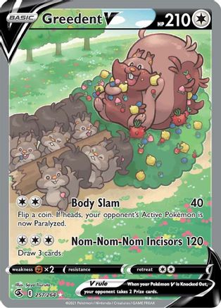 Greedent V (Alternate Full Art) 257/264 - SWSH08 Fusion Strike Holofoil - Ultra Rare