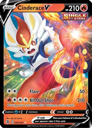 Cinderace V (44) 044/264 - SWSH08 Fusion Strike Holofoil - Ultra Rare