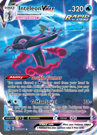 Inteleon VMAX (Alternate Art Secret) 266/264 - SWSH08 Fusion Strike Holofoil - Secret Rare