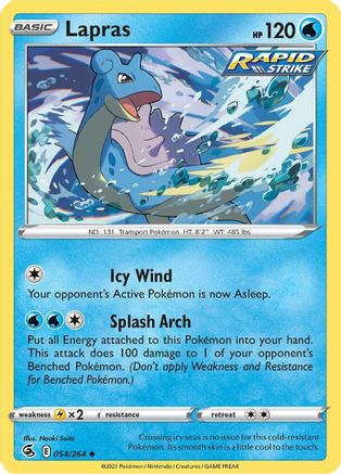 Lapras 054/264 - SWSH08 Fusion Strike Reverse Holofoil - Uncommon