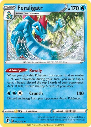 Feraligatr 057/264 - SWSH08 Fusion Strike Reverse Holofoil - Holo Rare