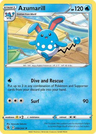 Azumarill 059/264 - SWSH08 Fusion Strike Reverse Holofoil - Rare