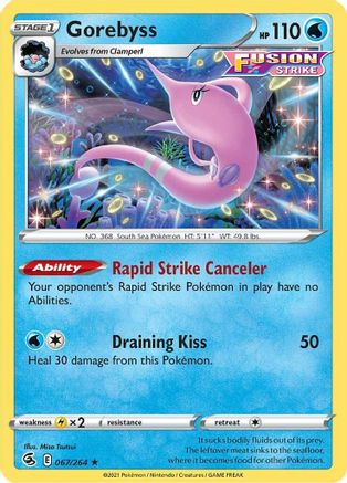 Gorebyss 067/264 - SWSH08 Fusion Strike Reverse Holofoil - Rare