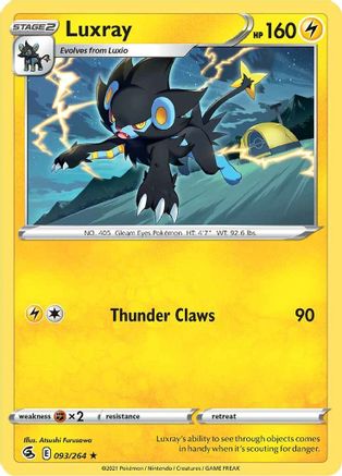 Luxray 093/264 - SWSH08 Fusion Strike Reverse Holofoil - Rare