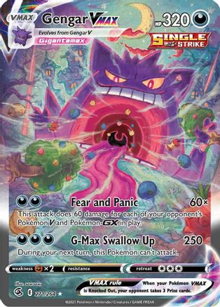 Gengar VMAX (Alternate Art Secret) 271/264 - SWSH08 Fusion Strike Holofoil - Secret Rare