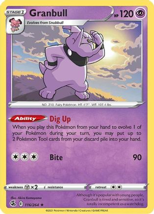 Granbull 116/264 - SWSH08 Fusion Strike Reverse Holofoil - Rare