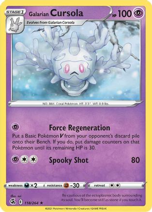 Galarian Cursola 118/264 - SWSH08 Fusion Strike Reverse Holofoil - Rare
