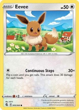 Eevee 205/264 - SWSH08 Fusion Strike Reverse Holofoil - Common