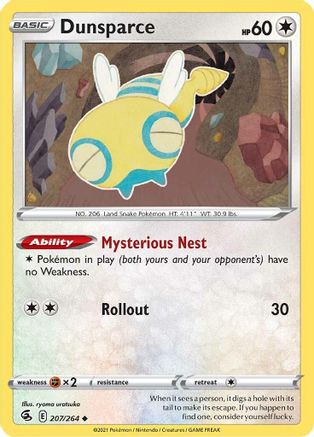 Dunsparce 207/264 - SWSH08 Fusion Strike Reverse Holofoil - Uncommon