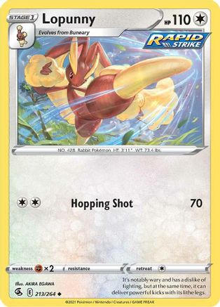 Lopunny 213/264 - SWSH08 Fusion Strike Reverse Holofoil - Uncommon