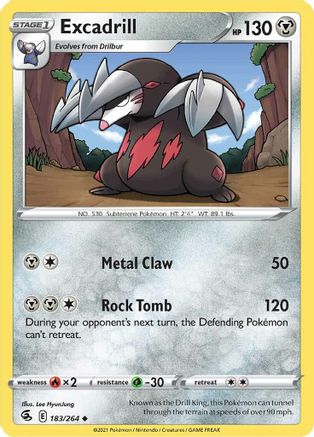 Excadrill 183/264 - SWSH08 Fusion Strike Reverse Holofoil - Uncommon