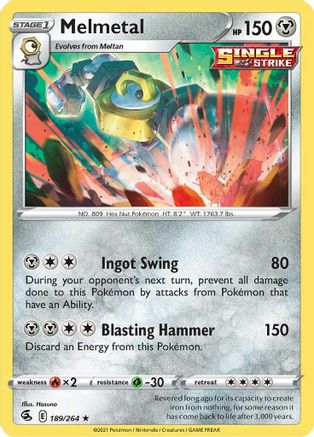 Melmetal (189/264) - SWSH08 Fusion Strike Reverse Holofoil - Holo Rare