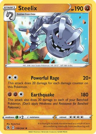 Steelix 139/264 - SWSH08 Fusion Strike Reverse Holofoil - Holo Rare
