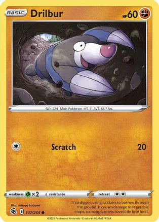 Drilbur 147/264 - SWSH08 Fusion Strike Reverse Holofoil - Common