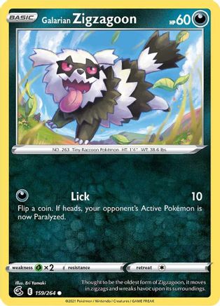 Galarian Zigzagoon 159/264 - SWSH08 Fusion Strike Reverse Holofoil - Common