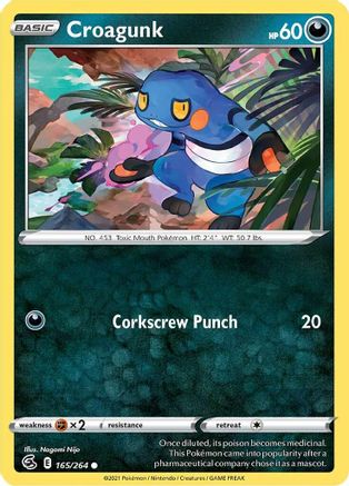Croagunk 165/264 - SWSH08 Fusion Strike Reverse Holofoil - Common
