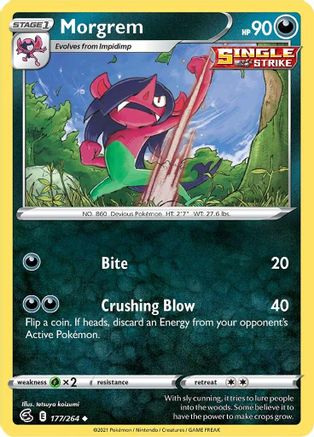 Morgrem 177/264 - SWSH08 Fusion Strike Reverse Holofoil - Uncommon