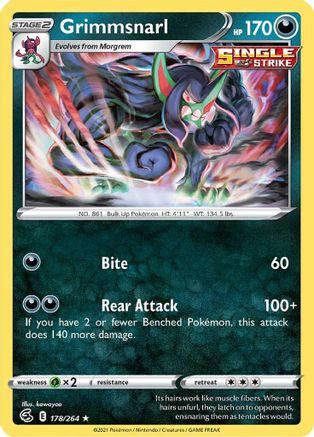 Grimmsnarl 178/264 - SWSH08 Fusion Strike Reverse Holofoil - Holo Rare