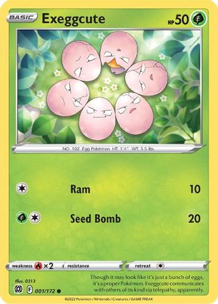 Exeggcute 001/172 - SWSH09 Brilliant Stars Reverse Holofoil - Common