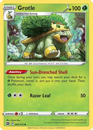 Grotle 007/172 - SWSH09 Brilliant Stars Reverse Holofoil - Uncommon