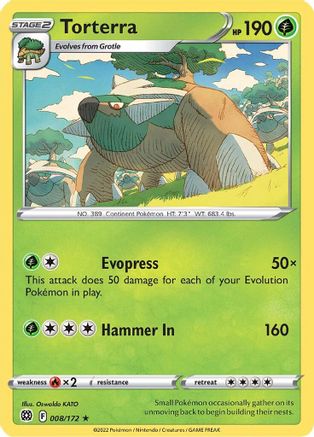 Torterra 008/172 - SWSH09 Brilliant Stars Holofoil - Holo Rare