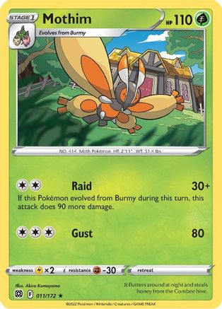 Mothim 011/172 - SWSH09 Brilliant Stars Reverse Holofoil - Rare