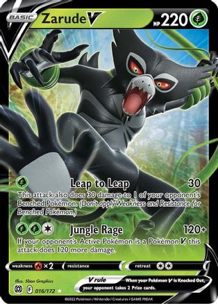 Zarude V 016/172 - SWSH09 Brilliant Stars Holofoil - Ultra Rare