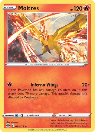 Moltres 021/172 - SWSH09 Brilliant Stars Reverse Holofoil - Holo Rare