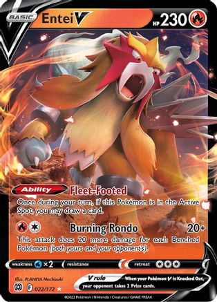 Entei V 022/172 - SWSH09 Brilliant Stars Holofoil - Ultra Rare