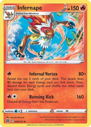 Infernape 026/172 - SWSH09 Brilliant Stars Reverse Holofoil - Holo Rare