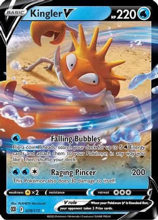 Kingler V 028/172 - SWSH09 Brilliant Stars Holofoil - Ultra Rare