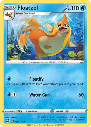 Floatzel 039/172 - SWSH09 Brilliant Stars Reverse Holofoil - Uncommon