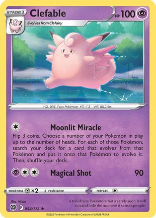 Clefable 054/172 - SWSH09 Brilliant Stars Reverse Holofoil - Rare