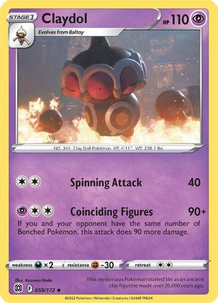 Claydol 059/172 - SWSH09 Brilliant Stars Reverse Holofoil - Uncommon