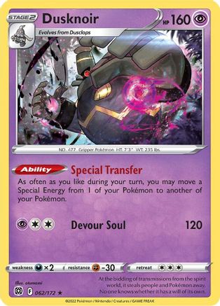 Dusknoir 062/172 - SWSH09 Brilliant Stars Reverse Holofoil - Holo Rare