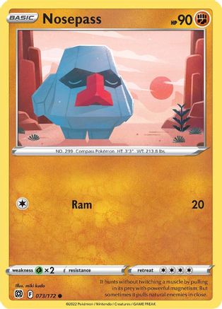Nosepass 073/172 - SWSH09 Brilliant Stars Reverse Holofoil - Common