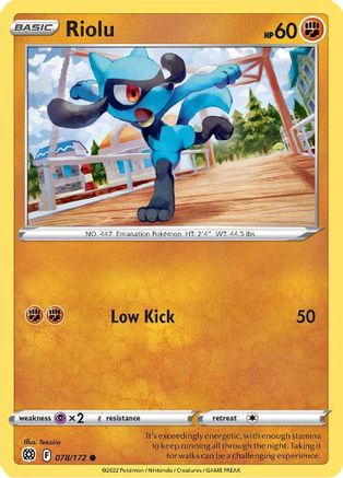 Riolu 078/172 - SWSH09 Brilliant Stars Reverse Holofoil - Common