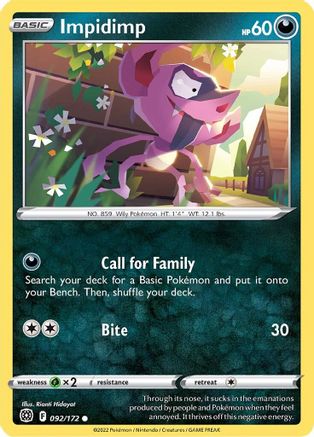 Impidimp 092/172 - SWSH09 Brilliant Stars Reverse Holofoil - Common