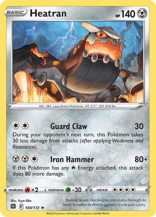 Heatran 100/172 - SWSH09 Brilliant Stars Reverse Holofoil - Rare