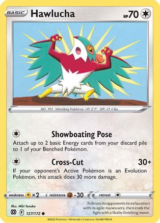 Hawlucha 127/172 - SWSH09 Brilliant Stars Reverse Holofoil - Common