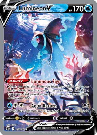 Lumineon V (Alternate Full Art) 156/172 - SWSH09 Brilliant Stars Holofoil - Ultra Rare