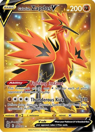 Galarian Zapdos V 182/172 - Brilliant Stars Holofoil