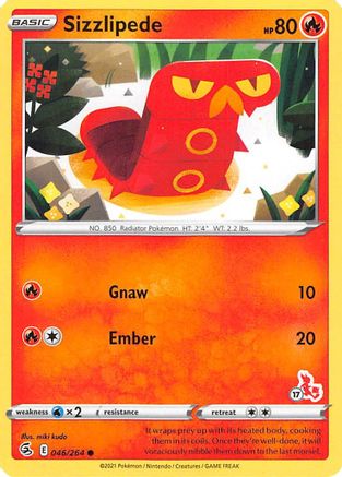 Sizzlipede - 046/264 (#17 Cinderace Stamped)  - Battle Academy 2022 Normal