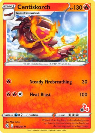 Centiskorch - 049/264 (#30 Cinderace Stamped)  - Battle Academy 2022 Normal - Promo