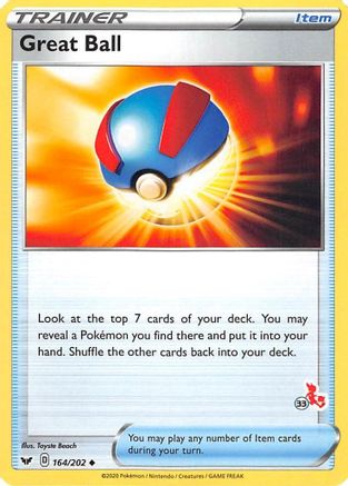 Great Ball - 164/202 (#33 Cinderace Stamped)  - Battle Academy 2022 Normal