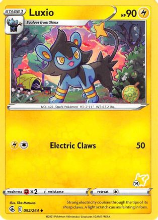 Luxio - 092/264 (#14 Pikachu Stamped)  - Battle Academy 2022 Normal
