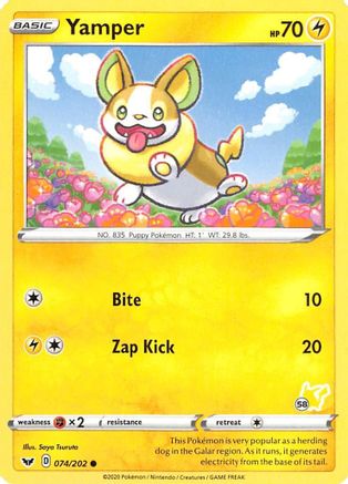 Yamper - 074/202 (#58 Pikachu Stamped) 74 - Battle Academy 2022