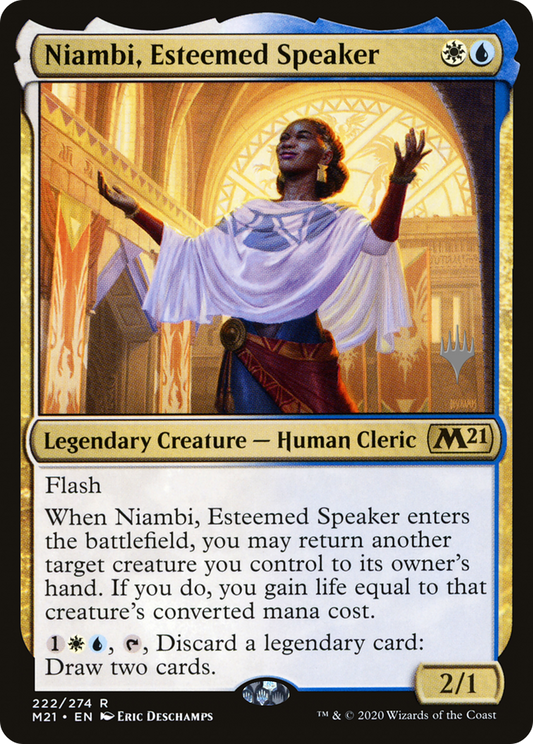 Niambi, Esteemed Speaker (PPM21-222P) - Core Set 2021 Promos Foil (Promo Pack)