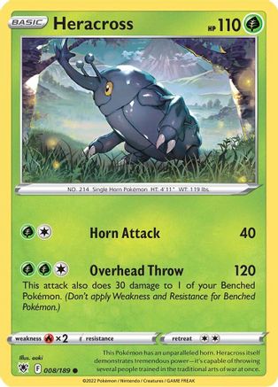 Heracross 008/189 - SWSH10 Astral Radiance Reverse Holofoil - Common